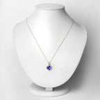 2.54 Carat Genuine Tanzanite and White Diamond 14K Yellow Gold Pendant