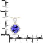 2.54 Carat Genuine Tanzanite and White Diamond 14K Yellow Gold Pendant