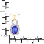 2.23 Carat Genuine Tanzanite and White Diamond 14K Yellow Gold Pendant
