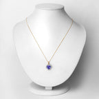 2.66 Carat Genuine Tanzanite and White Diamond 14K Yellow Gold Pendant