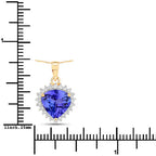 2.66 Carat Genuine Tanzanite and White Diamond 14K Yellow Gold Pendant