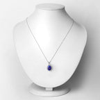 3.21 Carat Genuine Tanzanite and White Diamond 14K White Gold Pendant