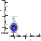 3.21 Carat Genuine Tanzanite and White Diamond 14K White Gold Pendant