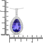 3.13 Carat Genuine Tanzanite and White Diamond 14K White Gold Pendant