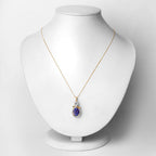 3.91 Carat Genuine Tanzanite and White Diamond 14K Yellow Gold Pendant