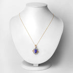 4.61 Carat Genuine Tanzanite and White Diamond 14K White Gold (Two-Tone) Pendant