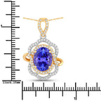 4.61 Carat Genuine Tanzanite and White Diamond 14K White Gold (Two-Tone) Pendant