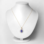 4.13 Carat Genuine Tanzanite and White Diamond 14K Yellow Gold Pendant