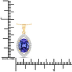 2.38 Carat Genuine Tanzanite and White Diamond 14K Yellow Gold Pendant