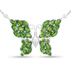4.88 Carat Genuine Chrome Diopside and White Topaz .925 Sterling Silver Pendant