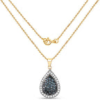 14K Yellow Gold Plated 0.81 Carat Genuine Blue Diamond and White Diamond .925 Sterling Silver Pendant