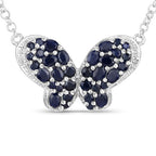3.83 Carat Genuine Blue Sapphire and White Zircon .925 Sterling Silver Pendant