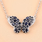 3.83 Carat Genuine Blue Sapphire and White Zircon .925 Sterling Silver Pendant