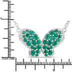 2.80 Carat Genuine Emerald and White Zircon .925 Sterling Silver Pendant