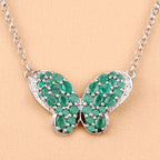 2.80 Carat Genuine Emerald and White Zircon .925 Sterling Silver Pendant