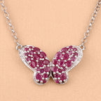 4.15 Carat Genuine Ruby and White Zircon .925 Sterling Silver Pendant