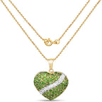 14K Yellow Gold Plated 4.51 Carat Genuine Chrome Diopside and White Topaz .925 Sterling Silver Pendant