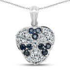 2.73 Carat Genuine Blue Sapphire and Aquamarine .925 Sterling Silver Pendant