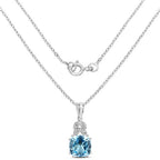 6.97 Carat Genuine Blue Topaz and White Topaz .925 Sterling Silver Pendant