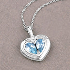 2.66 Carat Genuine Blue Topaz and White Topaz .925 Sterling Silver Pendant