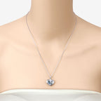 2.66 Carat Genuine Blue Topaz and White Topaz .925 Sterling Silver Pendant