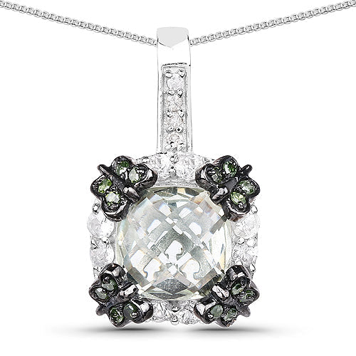 2.72 Carat Genuine Multi-Stone .925 Sterling Silver Pendant