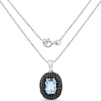 6.70 Carat Genuine Blue Topaz and Black Spinel .925 Sterling Silver Pendant