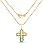 14K Yellow Gold Plated 3.11 Carat Genuine Ethiopian Opal and Chrome Diopside .925 Sterling Silver Pendant