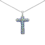 3.32 Carat Genuine Ethiopian Opal and Tanzanite .925 Sterling Silver Pendant