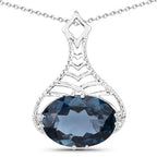 6.65 Carat Genuine London Blue Topaz .925 Sterling Silver Pendant