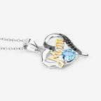 0.57 Carat Genuine Swiss Blue Topaz and Black Spinel .925 Sterling Silver Pendant