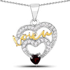 0.51 Carat Genuine Garnet and White Topaz .925 Sterling Silver Pendant