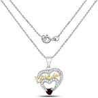 0.51 Carat Genuine Garnet and White Topaz .925 Sterling Silver Pendant