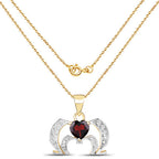 14K Yellow Gold Plated 1.05 Carat Genuine Garnet and White Topaz .925 Sterling Silver Pendant