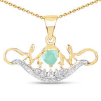 14K Yellow Gold Plated 0.62 Carat Genuine Emerald and White Topaz .925 Sterling Silver Pendant