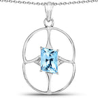5.26 Carat Genuine Swiss Blue Topaz .925 Sterling Silver Pendant