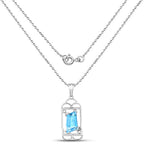 4.57 Carat Genuine Swiss Blue Topaz & White Topaz .925 Sterling Silver Pendant