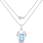 5.76 Carat Genuine Swiss Blue Topaz & White Topaz .925 Sterling Silver Pendant