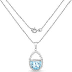 4.08 Carat Genuine Swiss Blue Topaz & White Topaz .925 Sterling Silver Pendant
