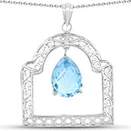 10.50 Carat Genuine Swiss Blue Topaz .925 Sterling Silver Pendant