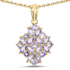 14K Yellow Gold Plated 2.58 Carat Genuine Tanzanite .925 Sterling Silver Pendant