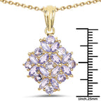 14K Yellow Gold Plated 2.58 Carat Genuine Tanzanite .925 Sterling Silver Pendant