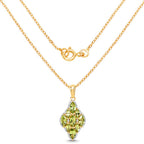 14K Yellow Gold Plated 4.02 Carat Genuine Peridot & White Topaz .925 Sterling Silver Pendant