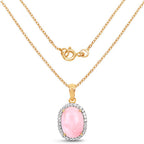 14K Yellow Gold Plated 11.75 Carat Genuine Opal Pink and White Topaz .925 Sterling Silver Pendant