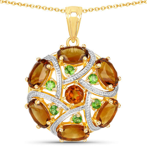 6.87 Carat Genuine Multi-Stone .925 Sterling Silver Pendant