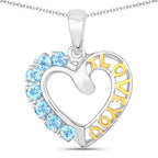 0.84 Carat Genuine Swiss Blue Topaz .925 Sterling Silver Pendant