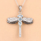 1.86 Carat Genuine Aquamarine and White Zircon .925 Sterling Silver Pendant