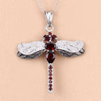 2.29 Carat Genuine Garnet and White Topaz .925 Sterling Silver Pendant