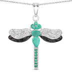 1.87 Carat Genuine Zambian Emerald and White Topaz .925 Sterling Silver Pendant