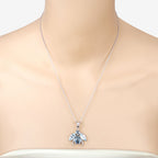 9.06 Carat Genuine Blue Topaz and White Topaz .925 Sterling Silver Pendant